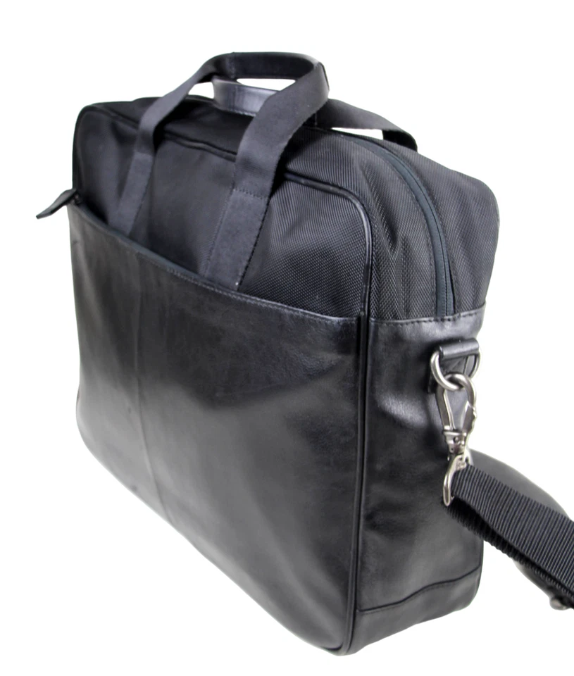 Joseph Abboud черный из натуральной кожи холст ноутбука наплечная сумка x тела портфель - Изображение 3 из 4