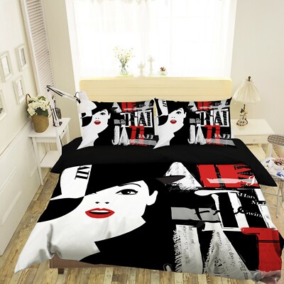 3D Alphabet Jazz NAO643 Bed Pillowcases Quilt Duvet Cover Set Queen King Fay