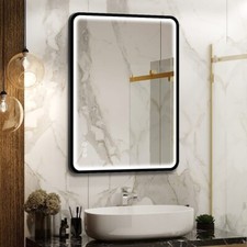 24x32in LED-Bathroom-mirror-Black-Framed with Bluetooth 3 Color with 3000K-6000K
