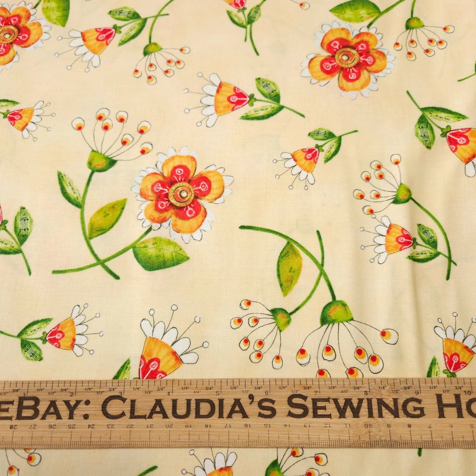 26" Love Grows Here Quilting Treasure Floral on Butter Yellow - Image 2 of 3