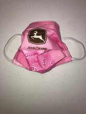 John Deere PINK BROWN Patchwork Print Cloth Face SCARF LADIES ELASTIC EAR