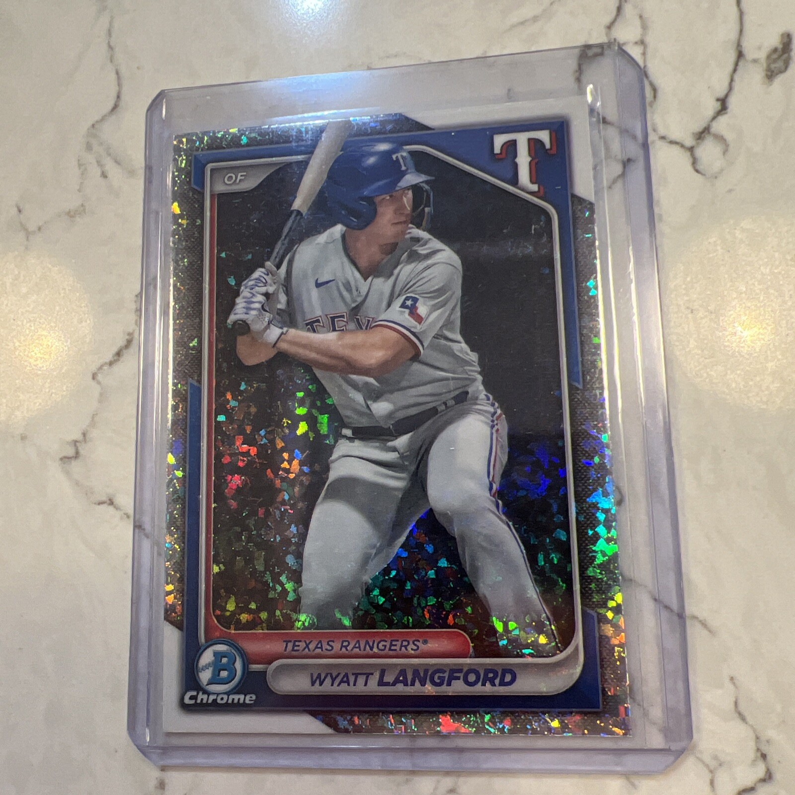 2024 Bowman Chrome Wyatt Langford Mini Diamond Refractor Rangers Prospect BCP-64