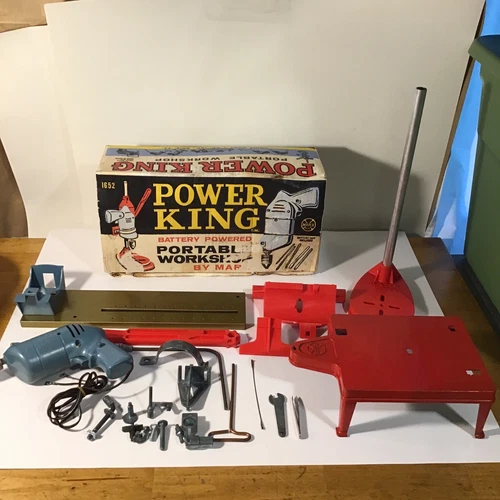 Vintage Power King Battery Powered Portable Workshop- 10 Tools In 1 - Marx Toys