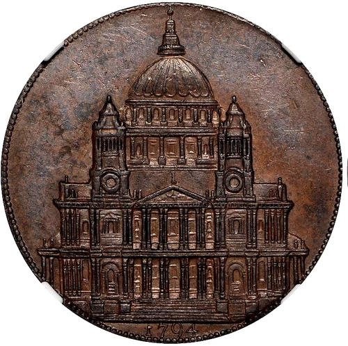 Middlesex Penny Token 1794 NGC MS63 H.Young Dealer in Coins St. Paul’s Cathedral