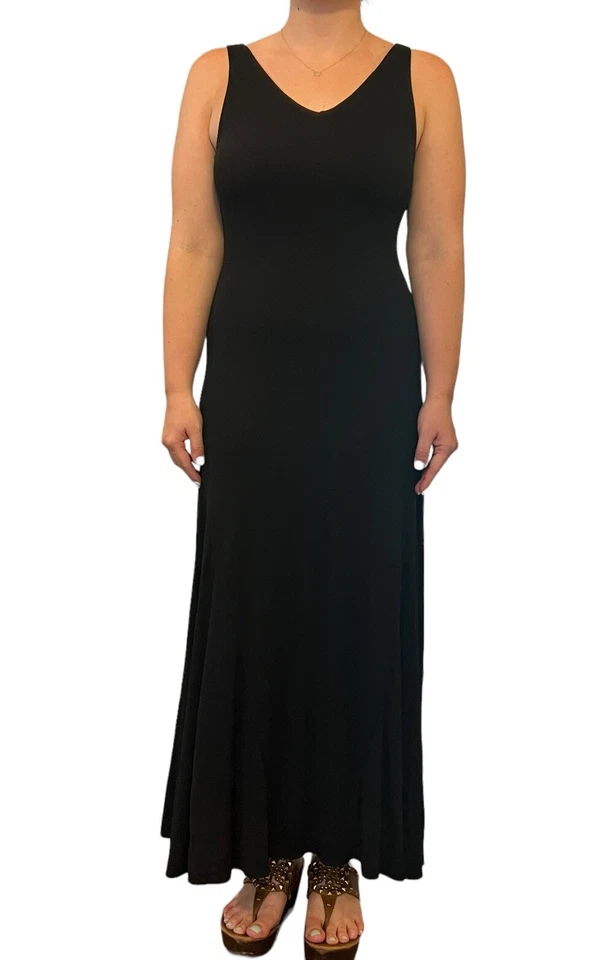 VESTIDO SIN MANGAS NARCISO RODRIGUEZ MUJER NEGRO LARGO MIDI MAXI CUELLO EN V 8 Foto 3 de 4