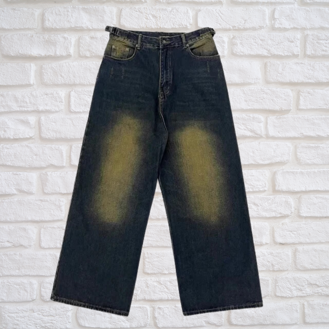 Washed Skater Men Baggy Jeans Adjust-waist 90s Vintage Y2k
