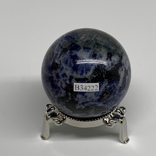 210g, 2.1"(53mm), Natural Sodalite Sphere Crystal Gemstone Ball @Brazil,B34222 - Picture 8 of 13