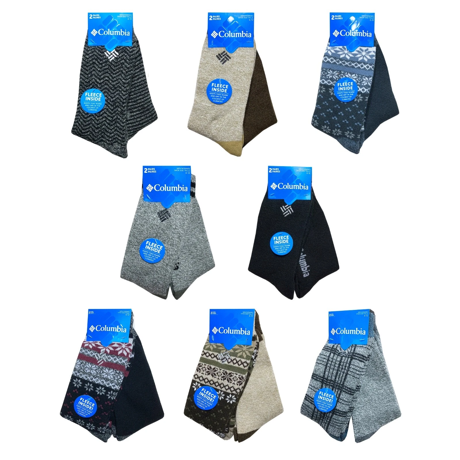 Columbia Boot Socks 2 Pairs Fleece Lined Mens Thermal Thick Warm