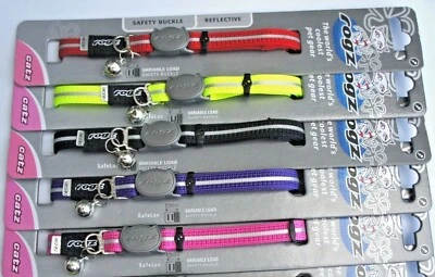 Cat Collars With Bell ROGZ ALLEYCAT Reflective Quick Release Breakaway Collars