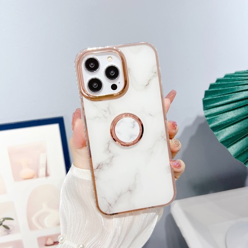 10pcs/lot Plating Marble Shockproof Hybrid Ring Armor Case for iPhone Samsung - Picture 13 of 22