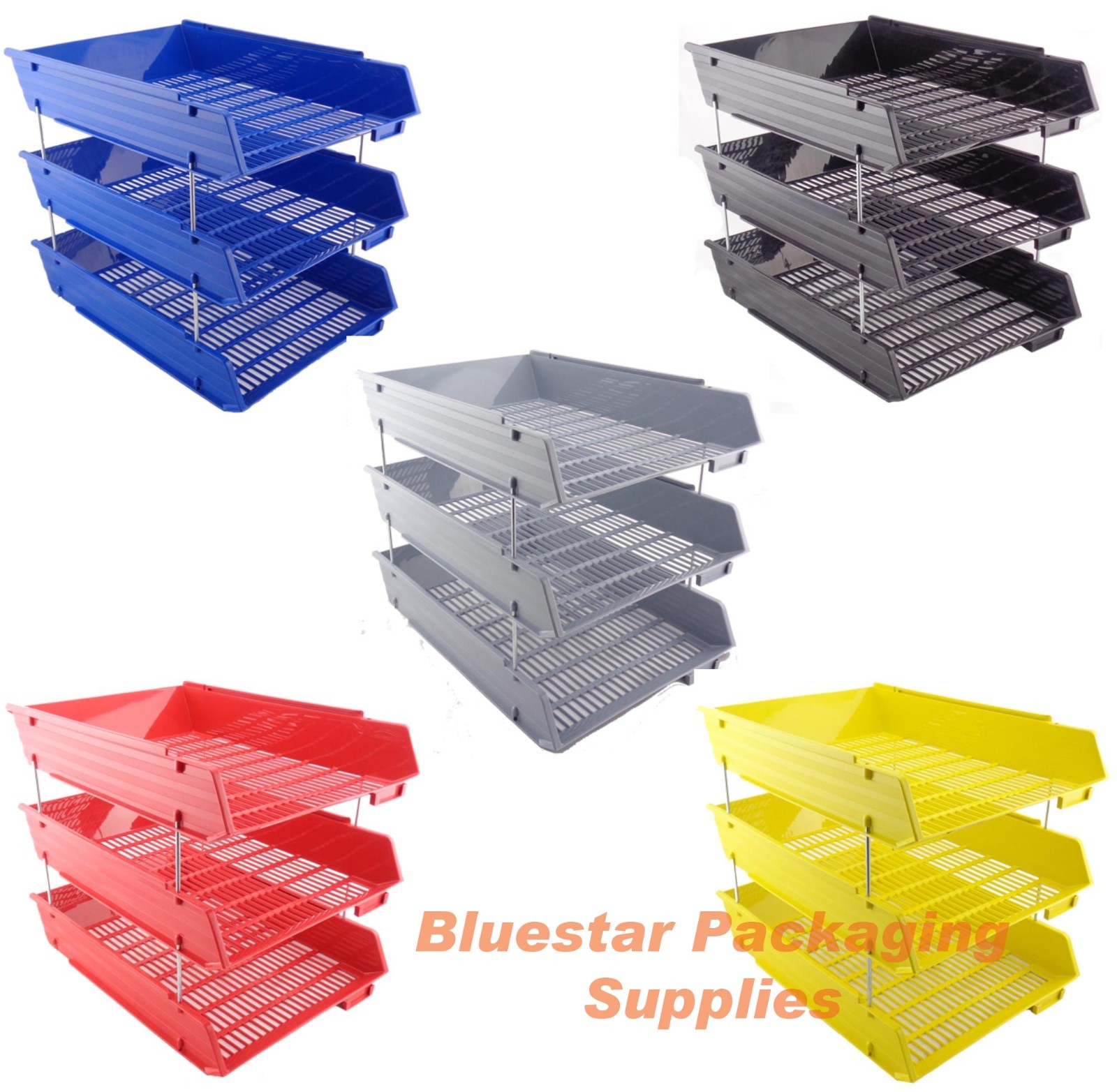 A4 Letter Trays + Risers Desk Document Paper Filing Organiser Choice