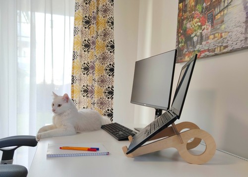Podstawka pod laptopa z drewna, Ergonomiczny stojak, Regulowana wysokość - Zdjęcie 8 z 9