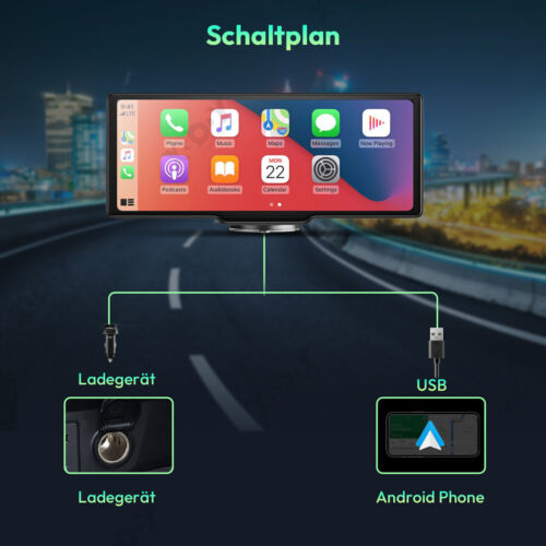 4K 10.26-Zoll Wireless Apple Carplay Android Auto Vorne Rückfahrkamera Universal - Bild 10 von 15