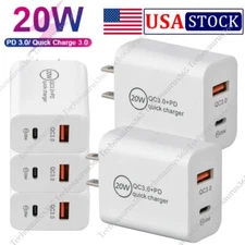 For iPhone 16 15 14 13 X 20W QC Fast Charger Block USB Type C Wall Power Adapter