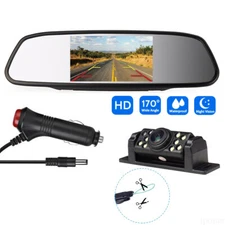 9LED Car Backup Camera Rear View System Night Vision + 5" LCD Mirror Monitor Kit