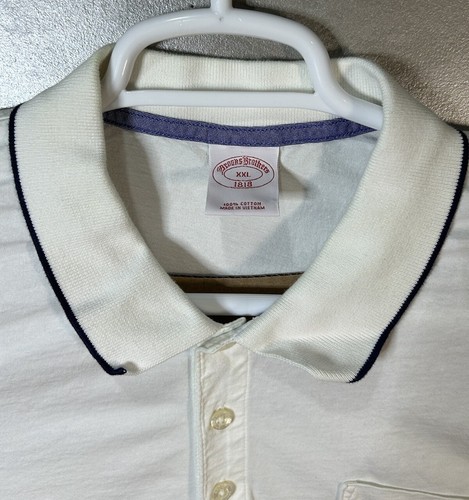 Brooks Brothers 1818 Mens White Blue Trim Short Sleeve Cotton Golf Polo 2XL - Picture 6 of 13