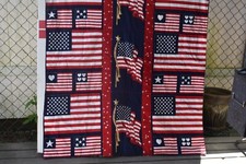 VTG Americana Stars  Stripes Flag Handmade Quilt US Wall Hanging Throw 41"x 48"
