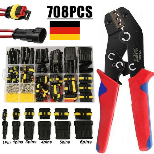 708x KFZ Stecker Steckverbindung Steckverbinder 1-6 Polig Auto Wasserdicht Zange - Bild 1 von 13