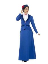 NEW Victorian Nanny Mary Poppins World Book Day Ladies Blue Fancy Dress Costume