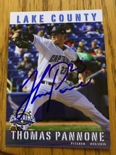 Thomas Pannone 2015 Signed Lake County Captains Team Card