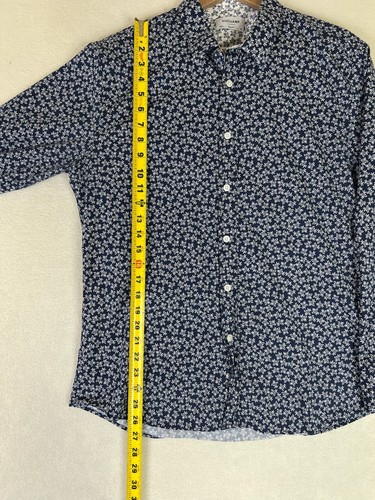 Duchamp Dress Shirt Men's 16.5 -43 Blue Slim Fit Floral Button Up L/S Cotton - Picture 7 of 11