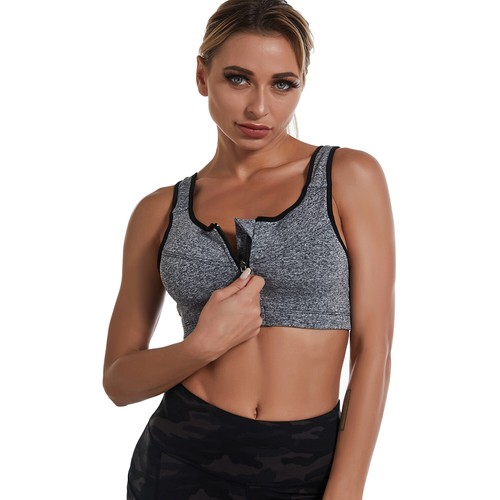 Women Sports Bras with Zipper Front Medium High Impact Support Back Yoga Bra - Picture 11 of 26