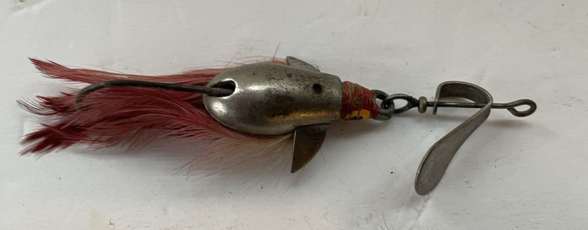 Leurre De Pêche Vintage Tony Accetta, Cuillère Rivière Devil, 1937, Noué Main, Très Bon état