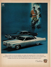 1969 Cadillac Silver Sedan Deville Black Fleetwood Eldorado Vintage Print Ad