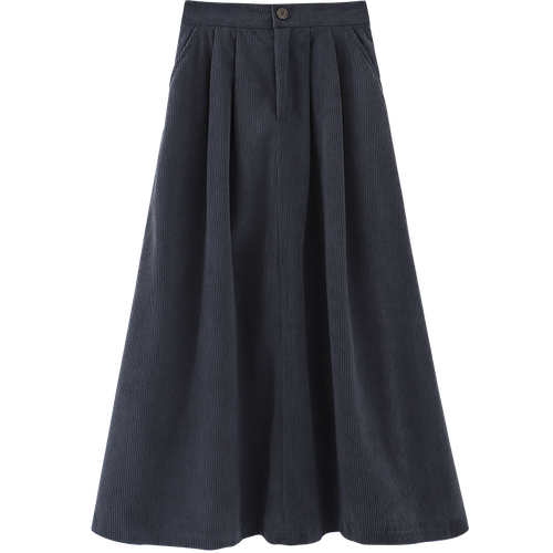 Women Corduroy Midi Skirt With Pocket Pleated High Elastic Waist ALine Skirt eBay