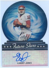 Landry Jones 2013 Leaf Draft Future Stars Blue on card Auto Rc 13/15 Rookie. rookie card picture