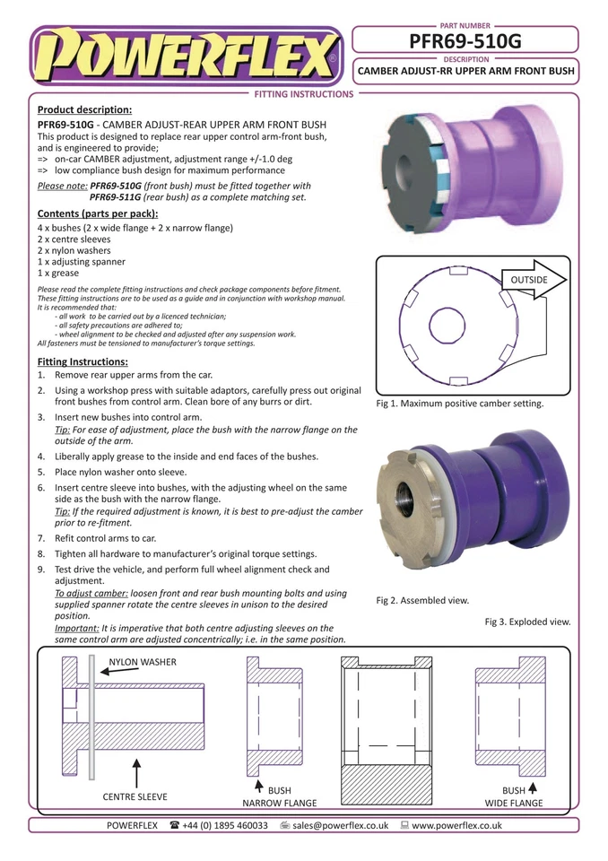 Powerflex hinter Oberarm Innere Vordere Buchsen Verstellbar Für Scion FR-S - Bild 3 von 4
