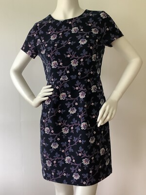LOFT Petite Short Sleeve Navy Floral Print w/Pockets Dress (Size