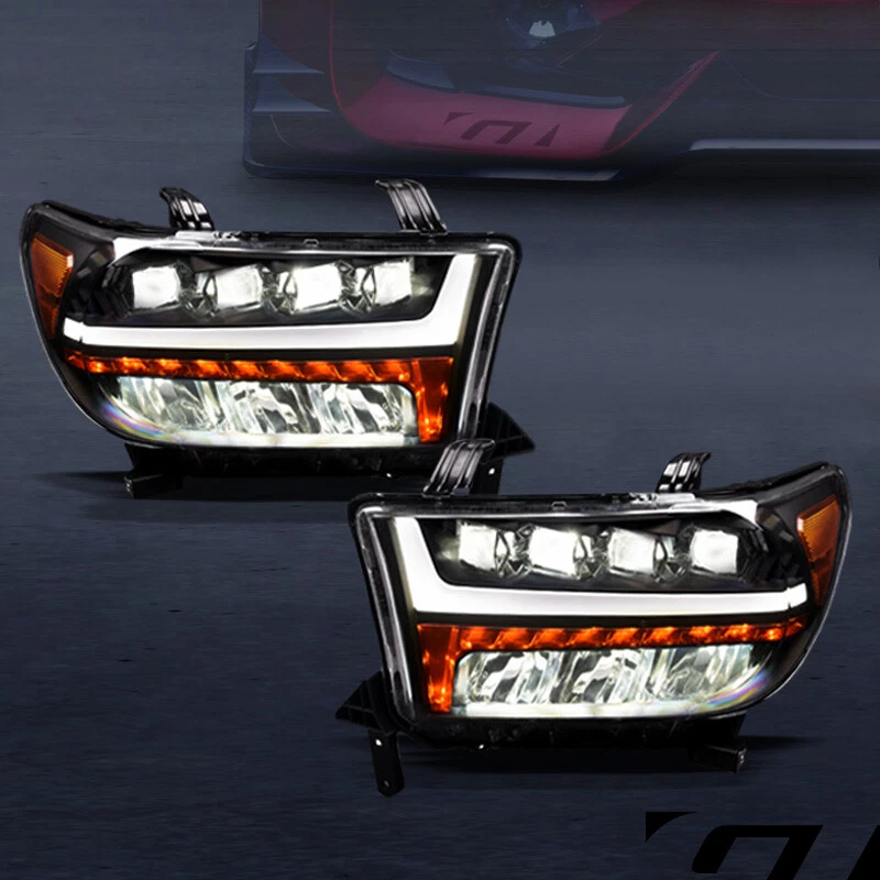 Faros proyectores cuádruples de tubo secuencial LED completos negros para tundra/sequoia 07-13 Foto 2 de 4