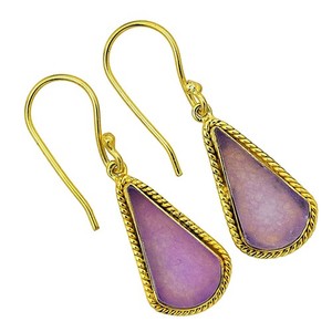Authentic 18K Gold Plated Dragon Vein Agate Earrings Jewelry TE01052