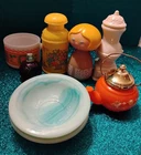 Avon Vintage Empty Bottles And Decanters,Milk Glass Bowls 8 In All