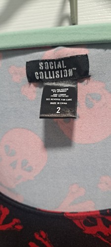 Red Skulls Sleeveless Dress Skater Gothic Social Collision Size 2X - Picture 3 of 3