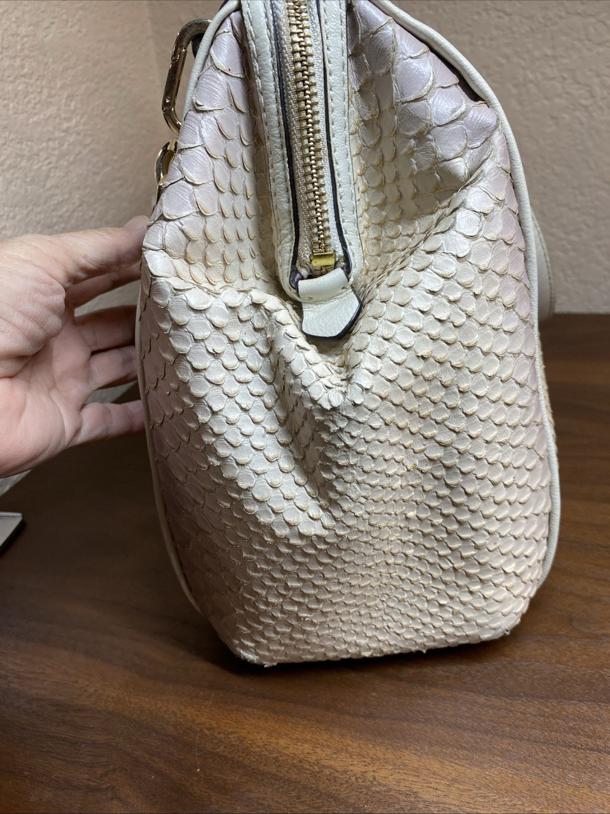 Coach Madison Textured Embossed Python Satchel Ba… - image 5