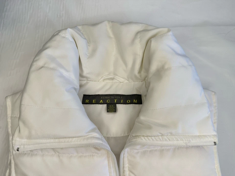 Kenneth Cole Reaction Size Small Down Quilted White Vest Zip Up NEW NWT - Image 2 of 4