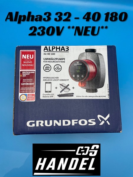 Grundfos Alpha3 32-40 UmwäLzpumpe 180 Mm 230V Heizungspumpe NassläUfer Neu-image