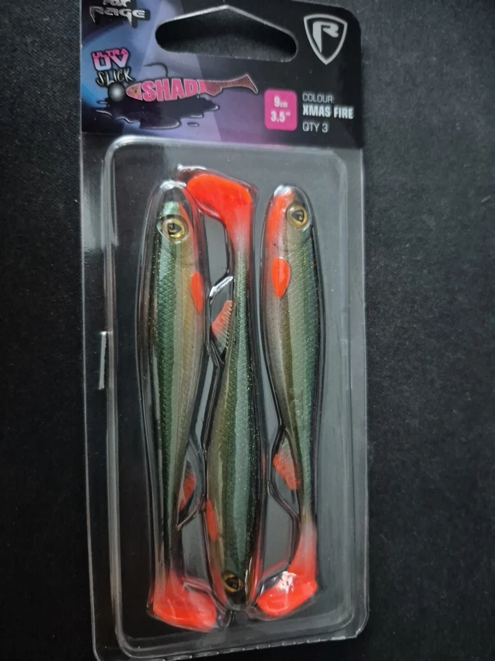 Fox Rage UV Slick Shad 9cm 3,5" Xmas Fire 3xGummifisch Hecht und Barsch #3