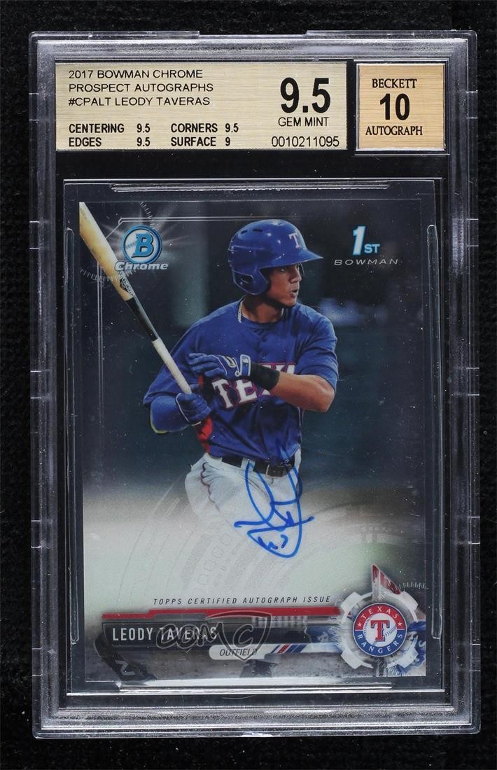2017 Bowman Chrome Prospect Leody Taveras #CPA-LT BGS 9.5 GEM MINT Auto 0mr3