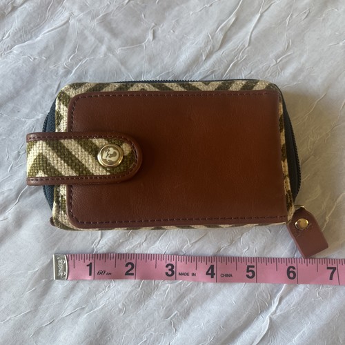 Spartina 449 Linen Leather Zip Around Wallet Cell Phone Change Purse Daufuskie - Picture 2 of 16