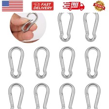 10 PCS Stainless Steel Carabiner Clip Spring-Snap Hook - M4 1.57 Inch Heavy D...