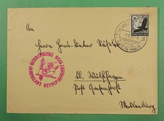 DR WHO 1936 GERMANY ZEPPELIN FLIGHT OLYMPICS FRANKFURT TO BERLIN R33911