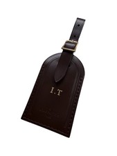 Louis Vuitton Luggage Tag w/ IT Initials Gold-tone Damier Ebene Brown France