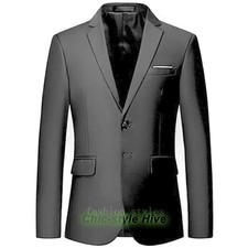 Casual Men Business Dress Fashion Solid Color Blazer Outwear Formal Jacket Coat