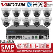 VIKYLIN 16POE 16CH NVR 5MP POE Security IP Camera System Outdoor Dual Light Lot