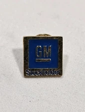 VTG General Motors GM Stockholder Blue Black Gold Tone Enamel Pin Advertise