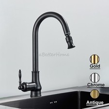 Kitchen Faucet Pull Out Spray Single Handle High Arch Swivel Antique Sink Faucet