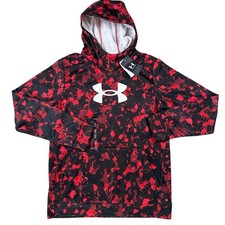 NEW Under Armour Youth Boys XL Camo Red Black Hoodie Sweatshirt Fleece